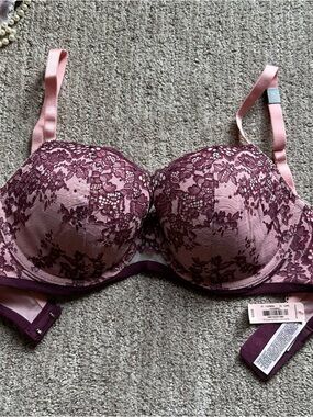 Victoria’s Secret Dream Angels Lined Demi Bra Lace Rhinestone 32DD NWT #211